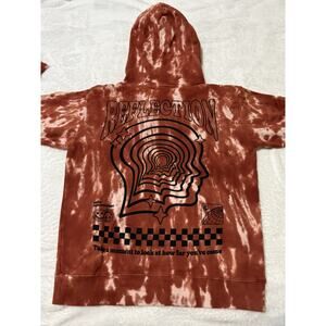 Seek Discomfort Hoodie Unisex Rust Tie Dye Graphic Reflection Size XS